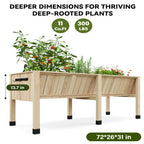Greenhaus Gardening 72 × 26 × 31 in Wooden Raised Garden Bed