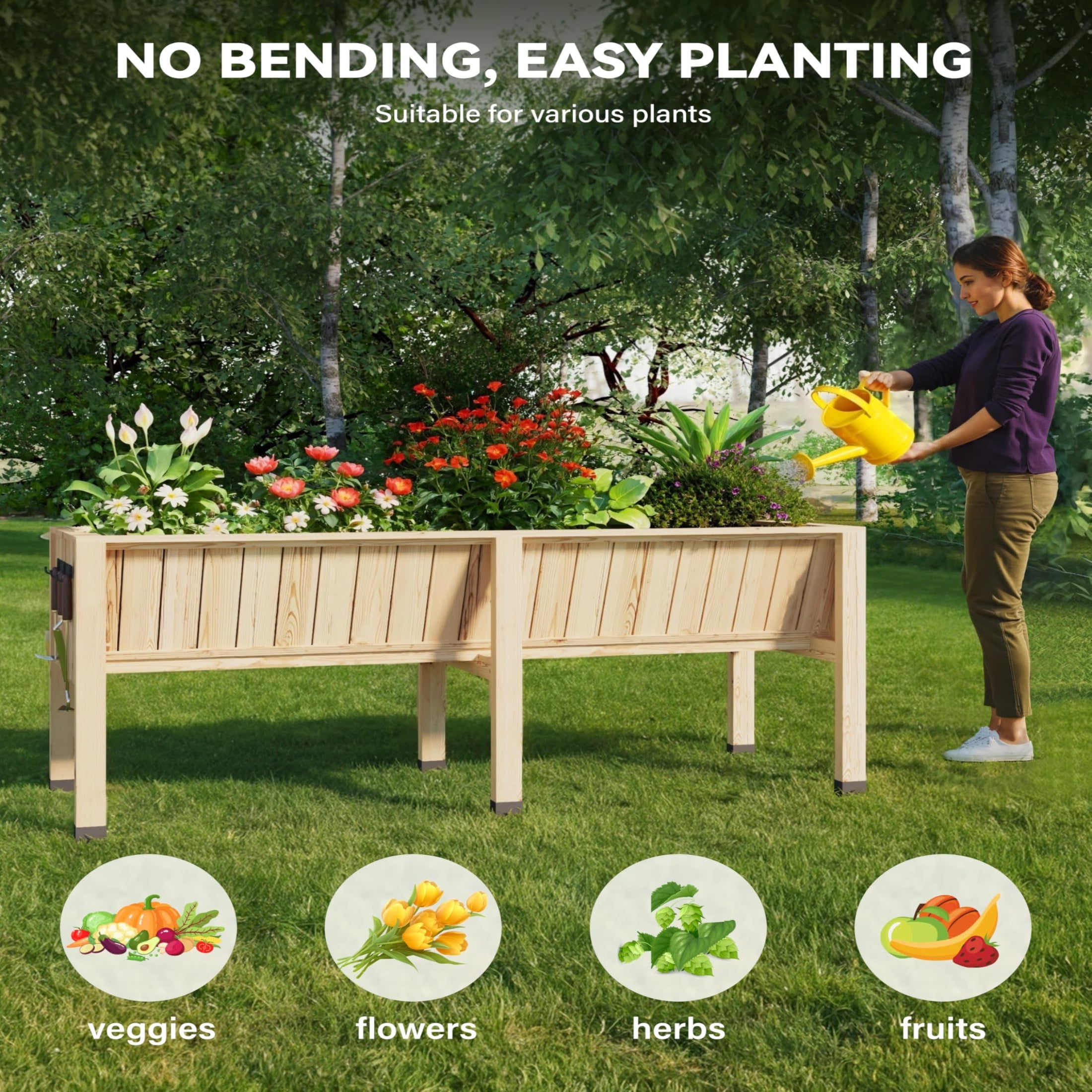 Greenhaus Gardening 72 × 26 × 31 in Wooden Raised Garden Bed