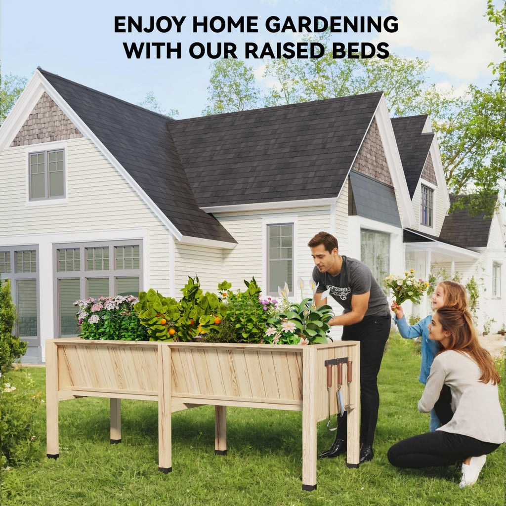 Greenhaus Gardening 72 × 26 × 31 in Wooden Raised Garden Bed