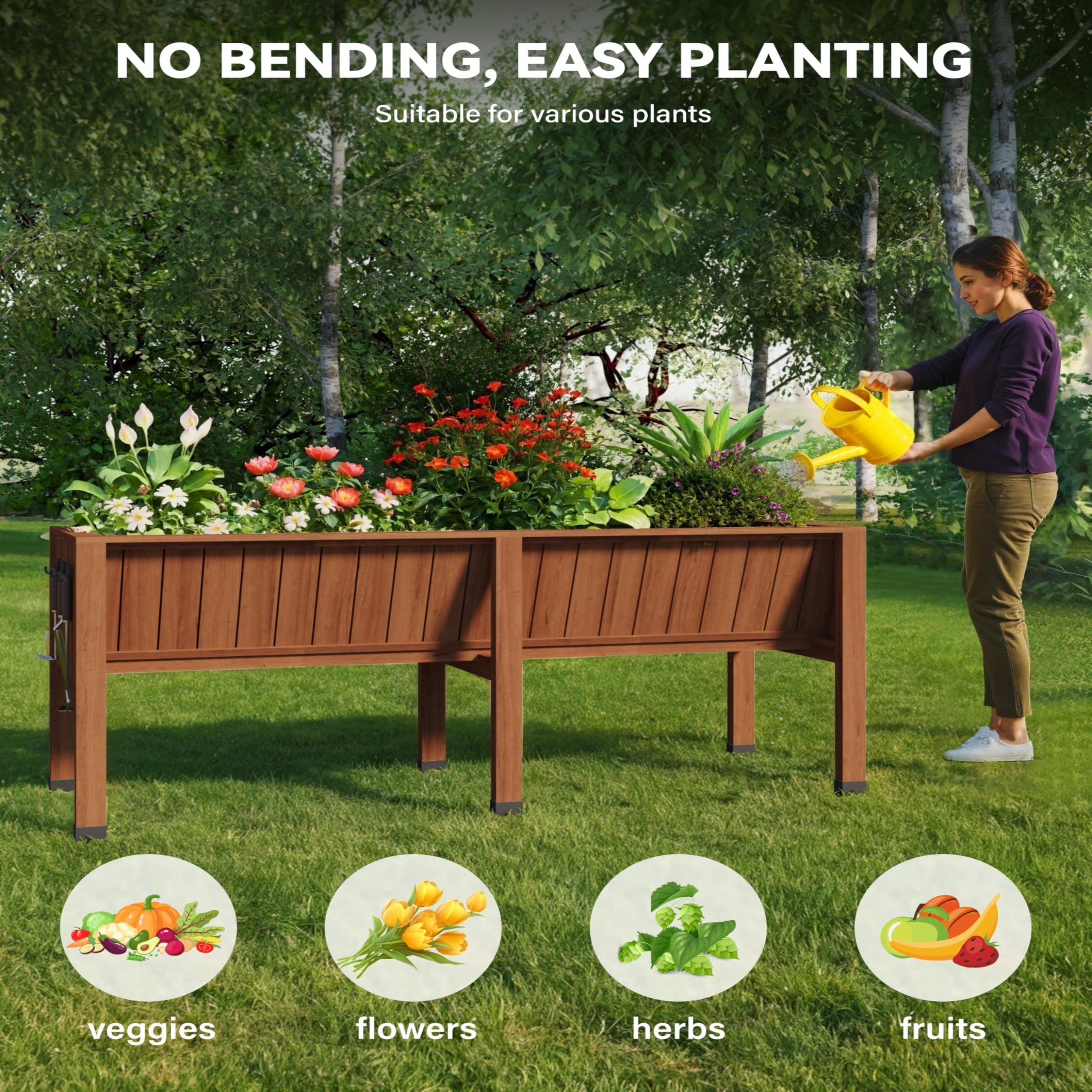 Greenhaus Gardening 72" Cedar Elevated Raised Garden Bed with Legs