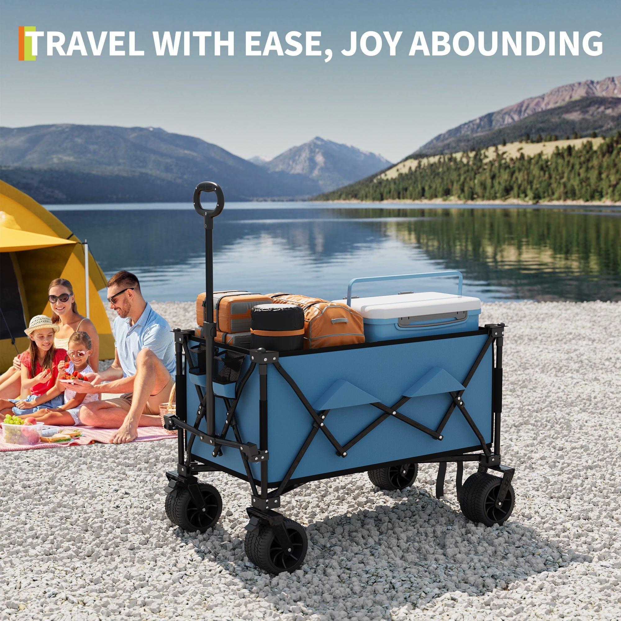 Greenhaus Gardening Collapsible Utility Wagon with All-Terrain Wheels