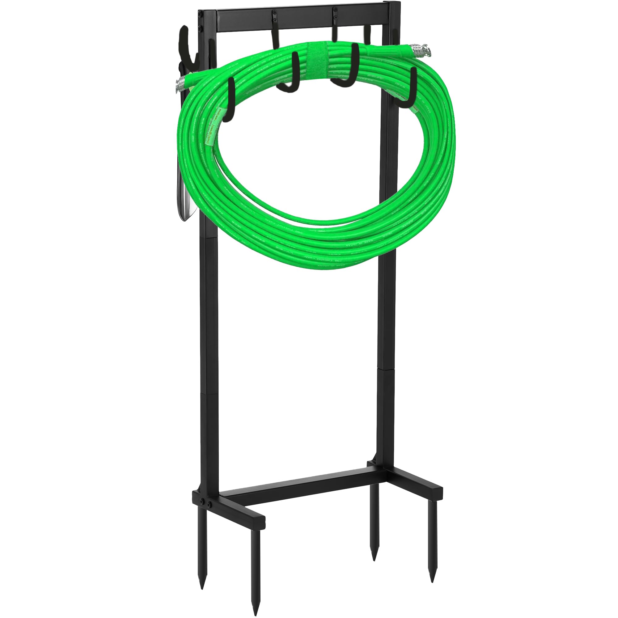 Greenhaus Gardening Garden Hose Holder Stand with 6 Hooks for Hose & Tool Storage
