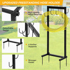 Greenhaus Gardening Garden Hose Holder Stand with 6 Hooks for Hose & Tool Storage