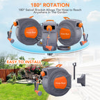 Greenhaus Gardening 100 ft Retractable Garden Hose Reel with Auto Rewind