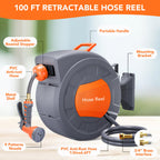 Greenhaus Gardening 1/2 in × 100 ft Retractable Garden Hose Reel