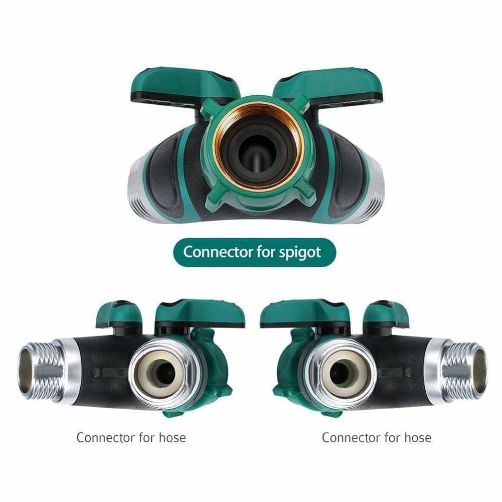 Greenhaus Gardening Outdoor Hose Splitter with Smooth Flow Control Handles