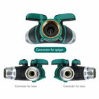 Greenhaus Gardening Outdoor Hose Splitter with Smooth Flow Control Handles