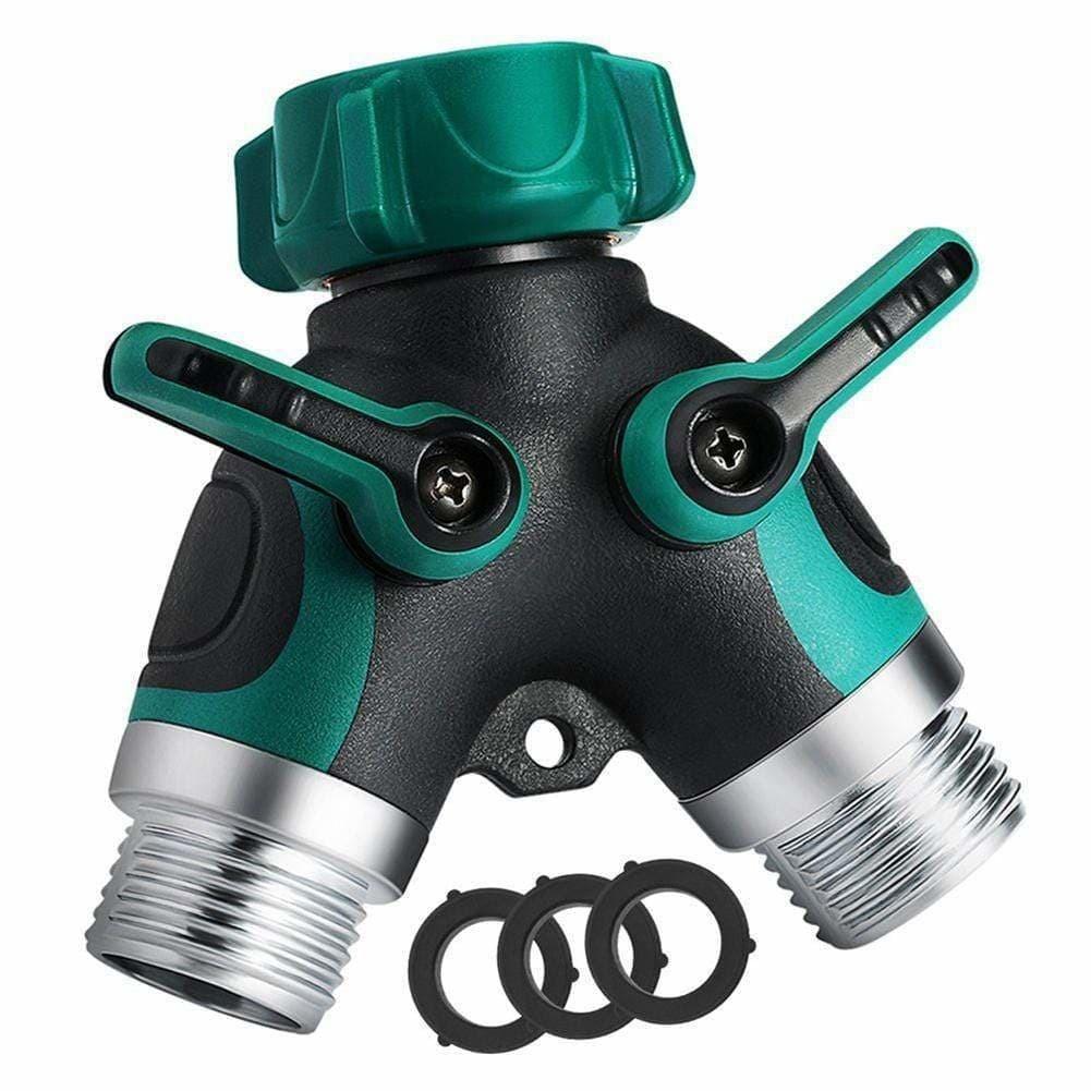 Greenhaus Gardening Outdoor Hose Splitter with Smooth Flow Control Handles