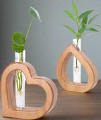 Greenhaus Gardening Wooden Plant Propagation Stand with Glass Bulb Vases