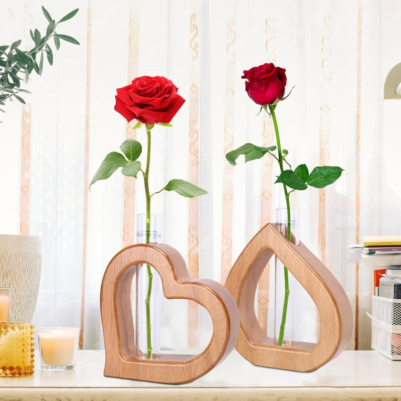 Greenhaus Gardening Wooden Plant Propagation Stand with Glass Bulb Vases