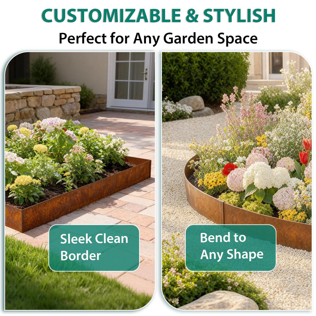 Greenhaus Gardening 20 FT Cor-Ten Steel Landscape Edging Kit
