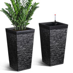 Greenhaus Gardening 22.5-Inch Self-Watering Tall Planter Set of 2 with Wheels