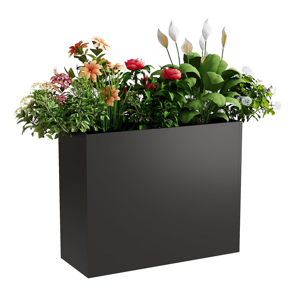 Greenhaus Gardening 30-Inch Outdoor Metal Planter Box with Removable Shelf