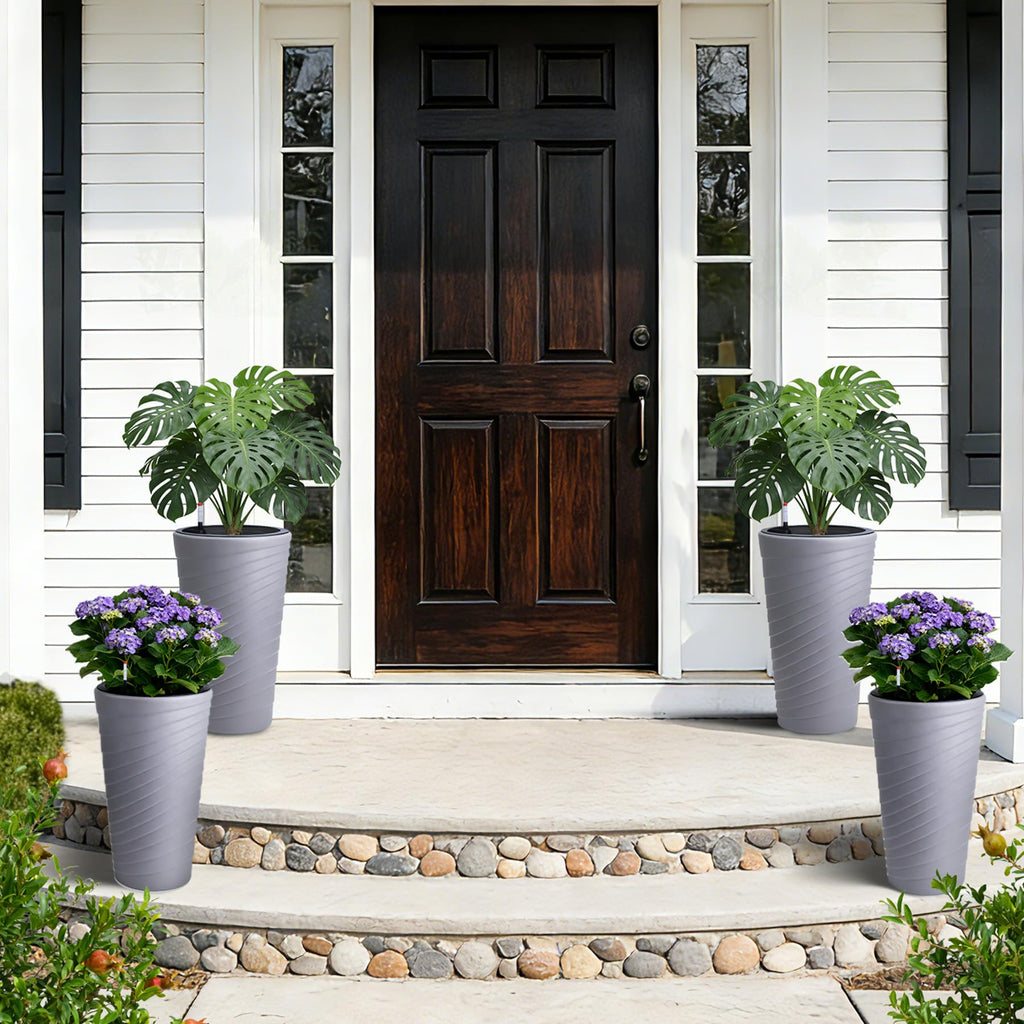 Greenhaus Gardening 16.3-Inch Self-Watering Round Planters Set of 2