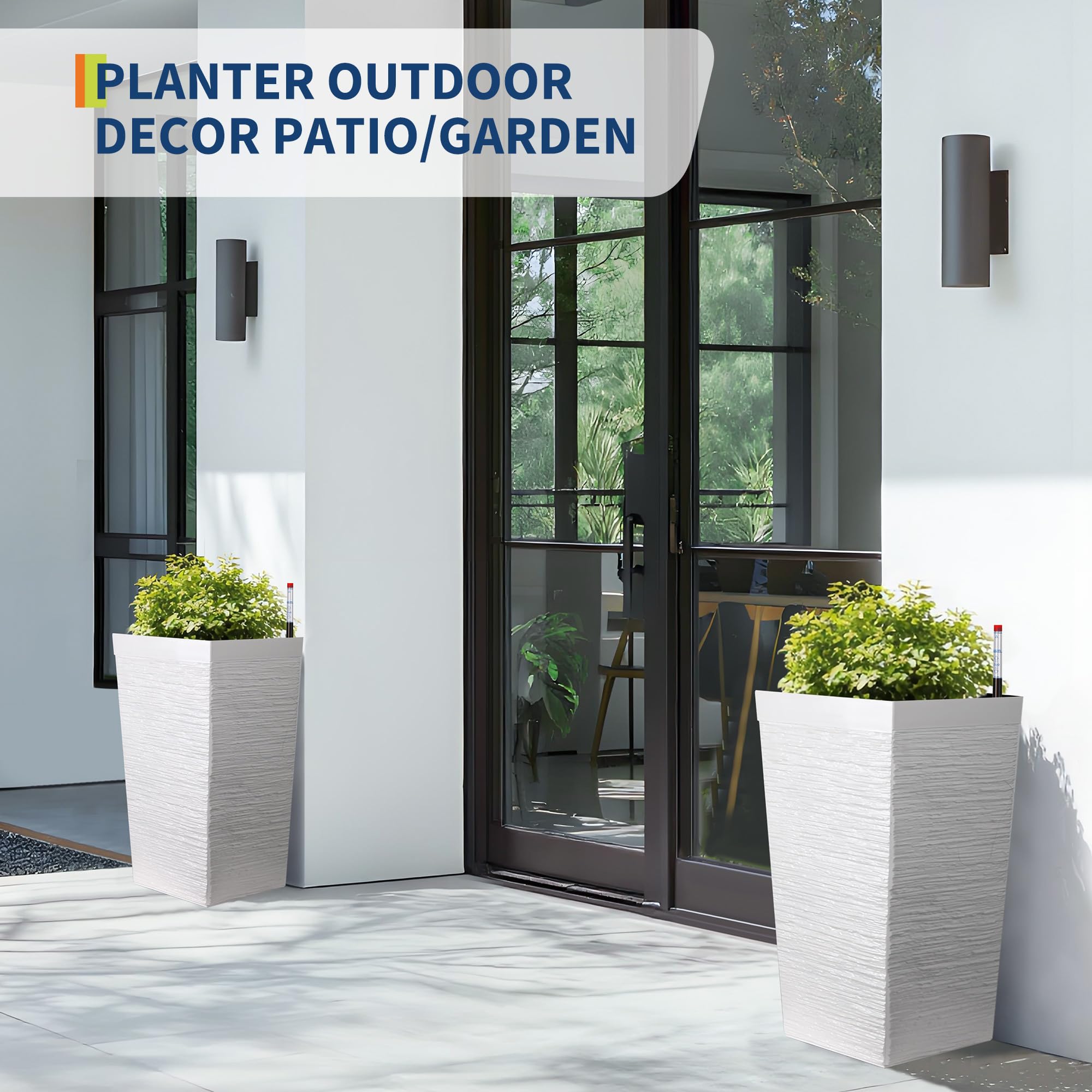 Greenhaus Gardening 22.5-Inch Self-Watering Tall Planters Set of 2