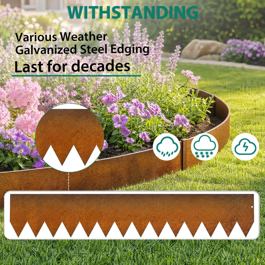 Greenhaus Gardening 20 FT Cor-Ten Steel Landscape Edging Kit