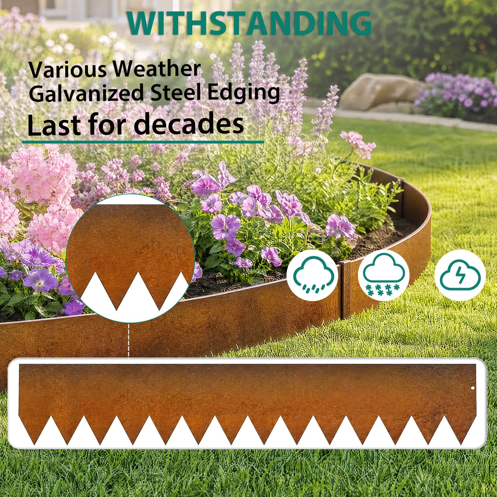 Greenhaus Gardening 20 FT Cor-Ten Steel Landscape Edging Kit