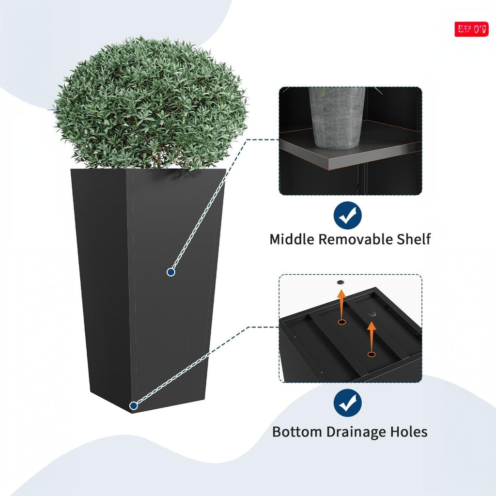 Greenhaus Gardening 30-Inch Weather-Resistant Metal Planters Set of 2