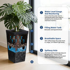Greenhaus Gardening 22.5-Inch Self-Watering Tall Planter Set of 2 with Wheels