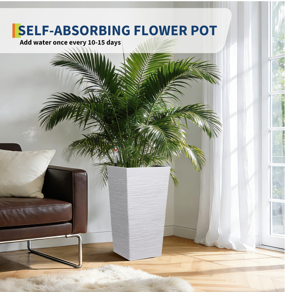 Greenhaus Gardening 22.5-Inch Self-Watering Tall Planters Set of 2