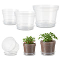 Greenhaus Gardening 6-Pack Clear Plant Pots with Drainage and Saucers
