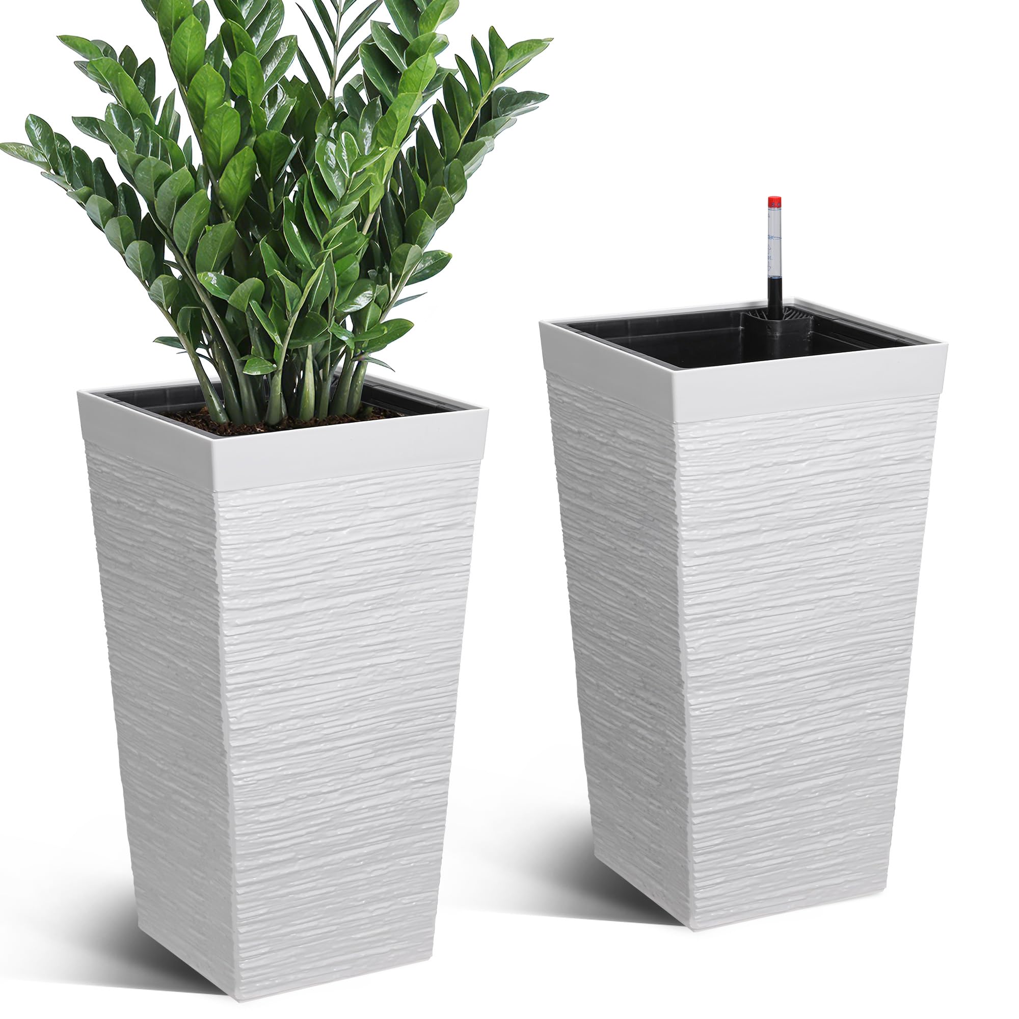 Greenhaus Gardening 22.5-Inch Self-Watering Tall Planters Set of 2