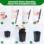 Greenhaus Gardening Tall Self-Watering Planter Pots Set for Indoor & Outdoor Use