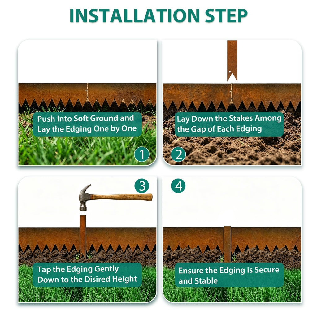 Greenhaus Gardening 20 FT Cor-Ten Steel Landscape Edging Kit