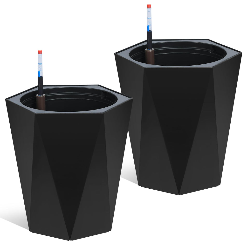 Greenhaus Gardening Self-Watering Indoor Outdoor Planter Pots Set of 2