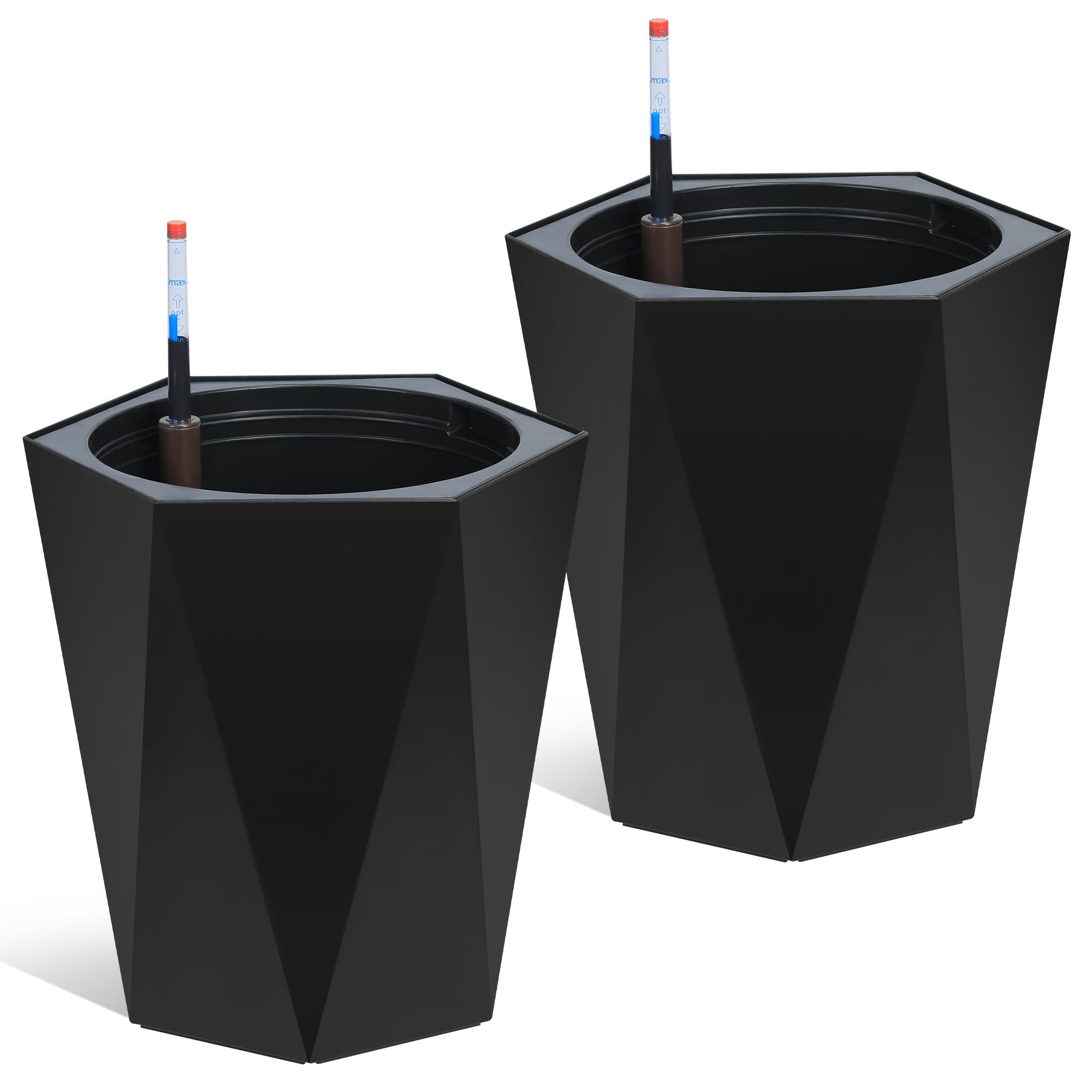 Greenhaus Gardening Self-Watering Indoor Outdoor Planter Pots Set of 2