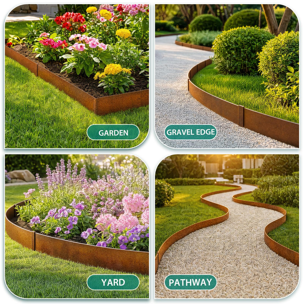 Greenhaus Gardening 20 FT Cor-Ten Steel Landscape Edging Kit