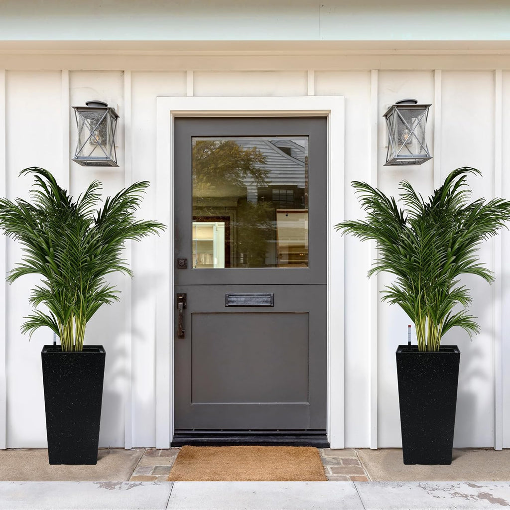 Greenhaus Gardening Tall Self-Watering Planter Pots Set for Indoor & Outdoor Use