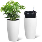 Greenhaus Gardening Modern 22-Inch Flower Pots with Drainage System Set of 2