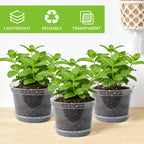 Greenhaus Gardening 8-Inch Clear Nursery Pots with Saucers Set of 12