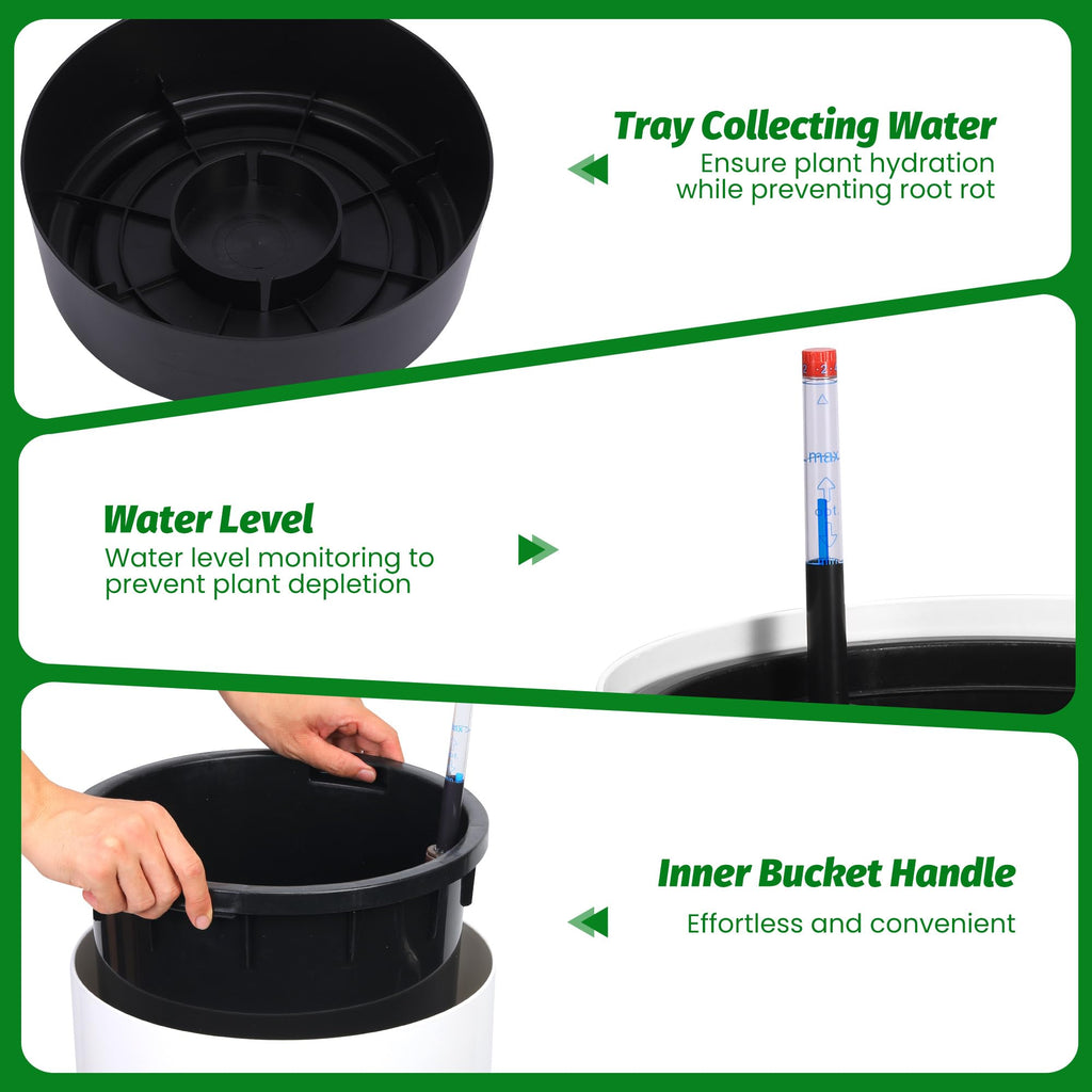 Greenhaus Gardening Modern 22-Inch Flower Pots with Drainage System Set of 2