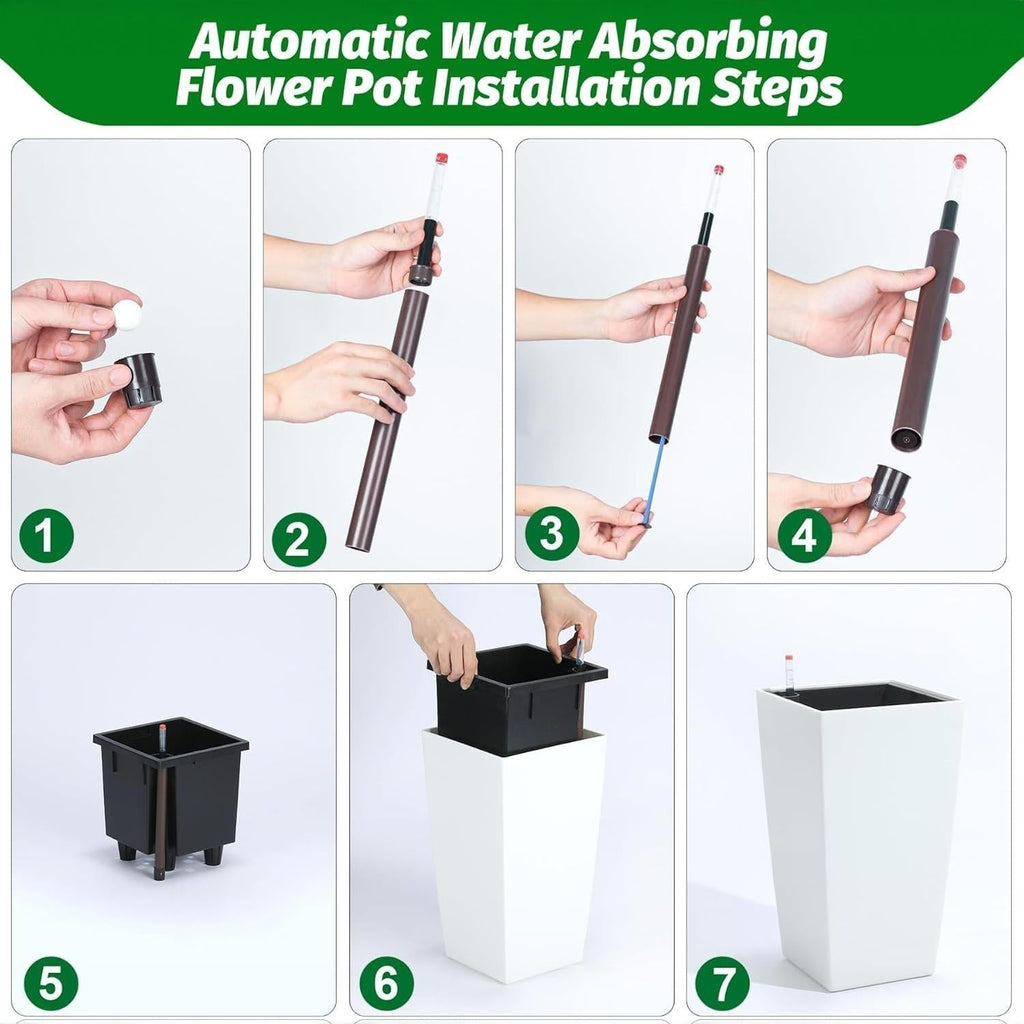 Greenhaus Gardening 16-Inch Self-Watering Tall Planters Set of 4