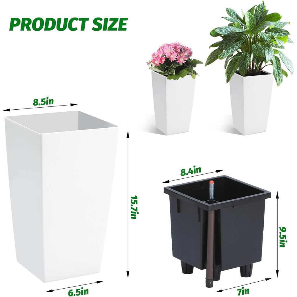 Greenhaus Gardening 16-Inch Self-Watering Tall Planters Set of 4