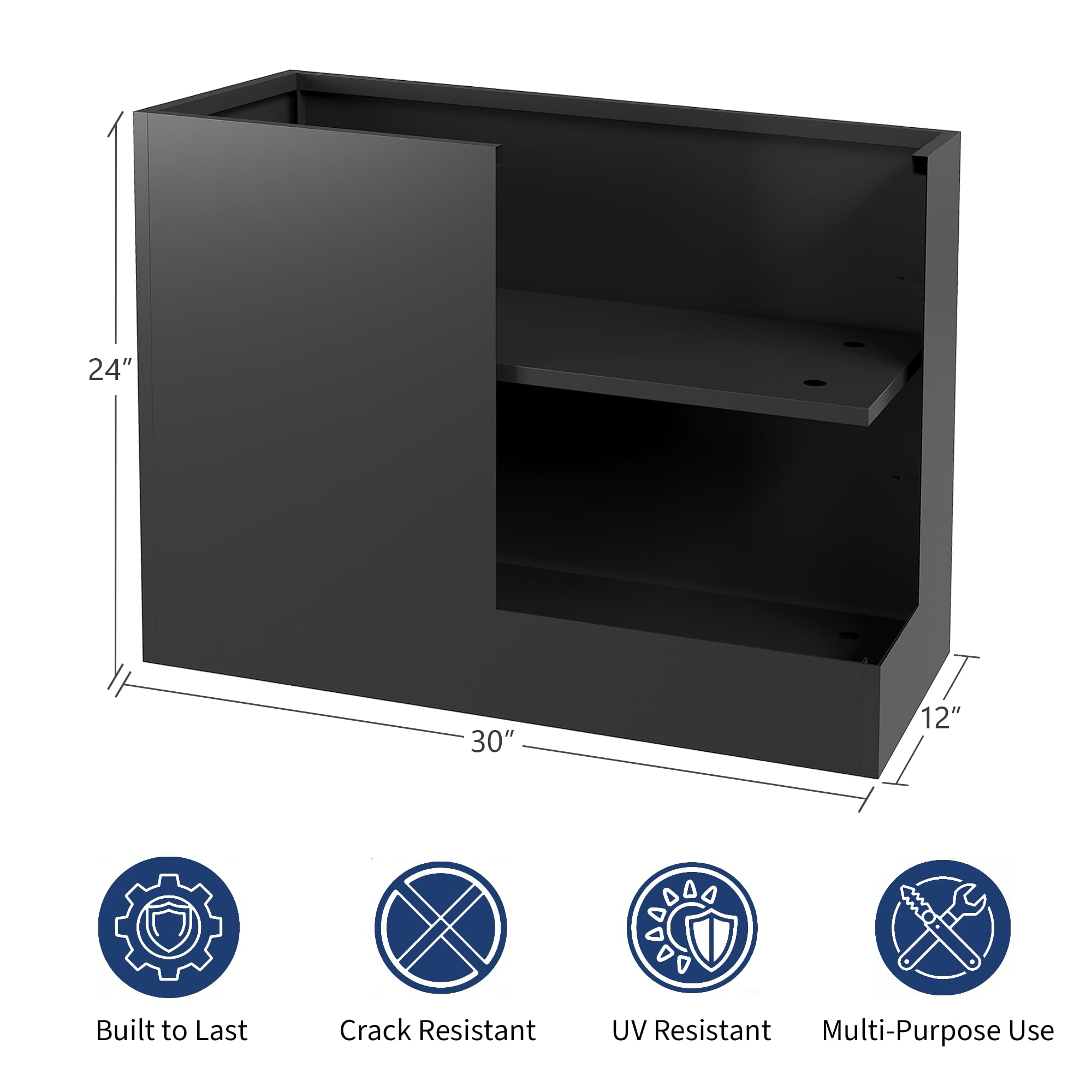 Greenhaus Gardening 30-Inch Outdoor Metal Planter Box with Removable Shelf