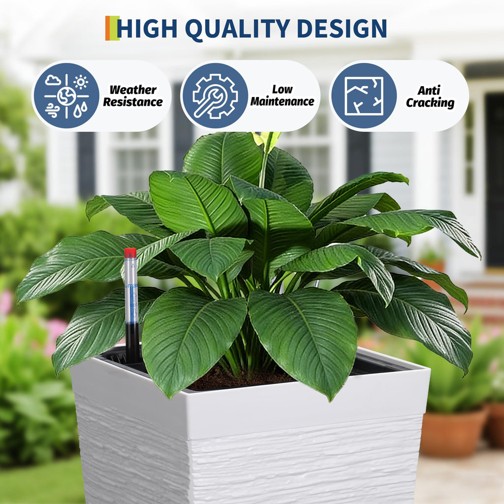 Greenhaus Gardening 22.5-Inch Self-Watering Tall Planters Set of 2