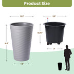 Greenhaus Gardening 16.3-Inch Self-Watering Round Planters Set of 2