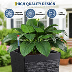 Greenhaus Gardening 22.5-Inch Self-Watering Tall Planter Set of 2 with Wheels