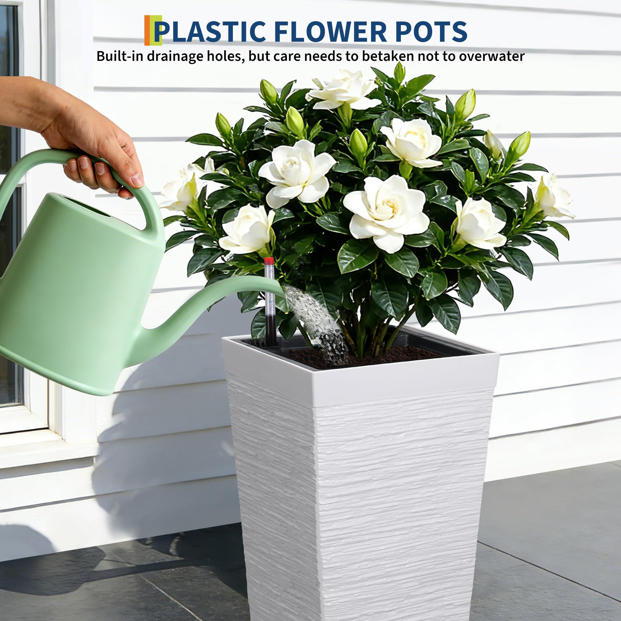 Greenhaus Gardening 22.5-Inch Self-Watering Tall Planters Set of 2