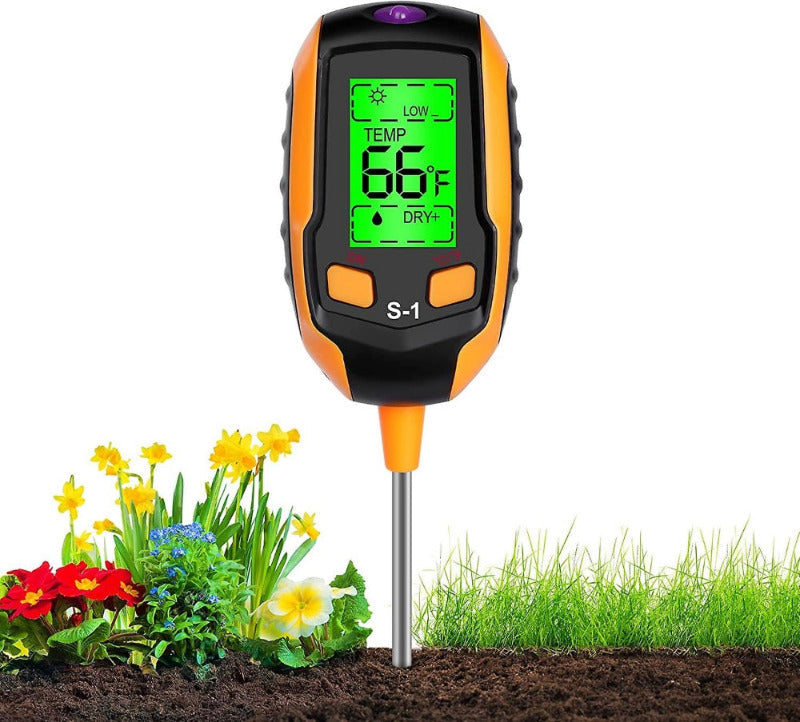 Greenhaus Gardening Digital Soil Meter for pH, Moisture, Temperature & Light