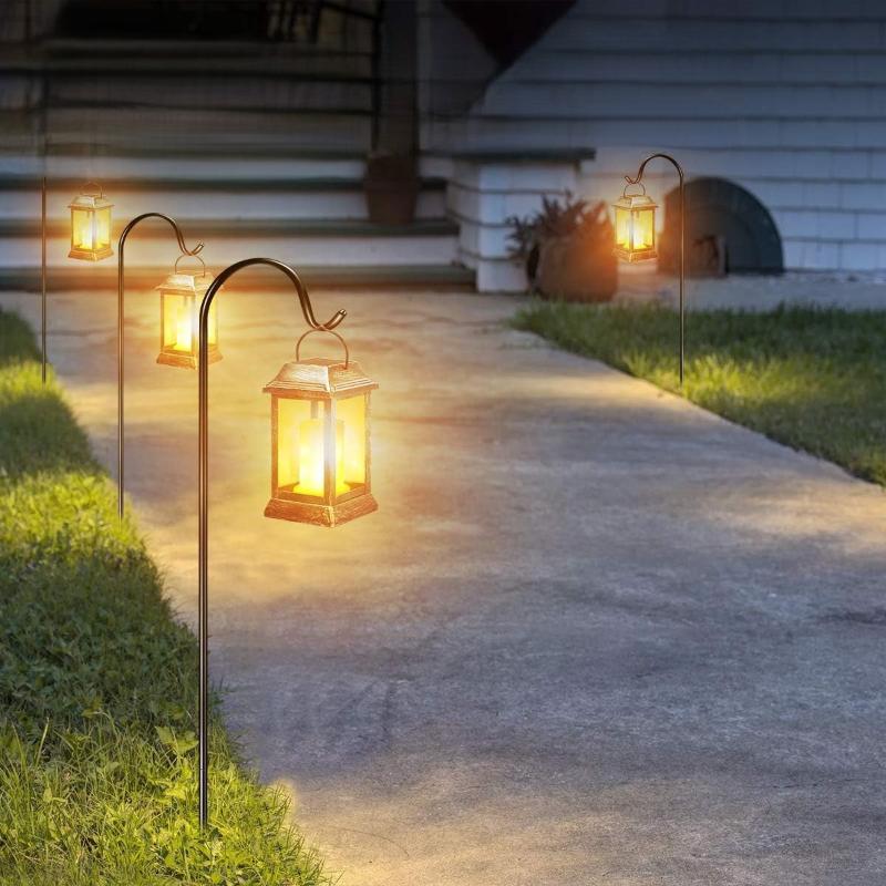 Greenhaus Gardening Decorative Solar Flame Lanterns 2-Pack