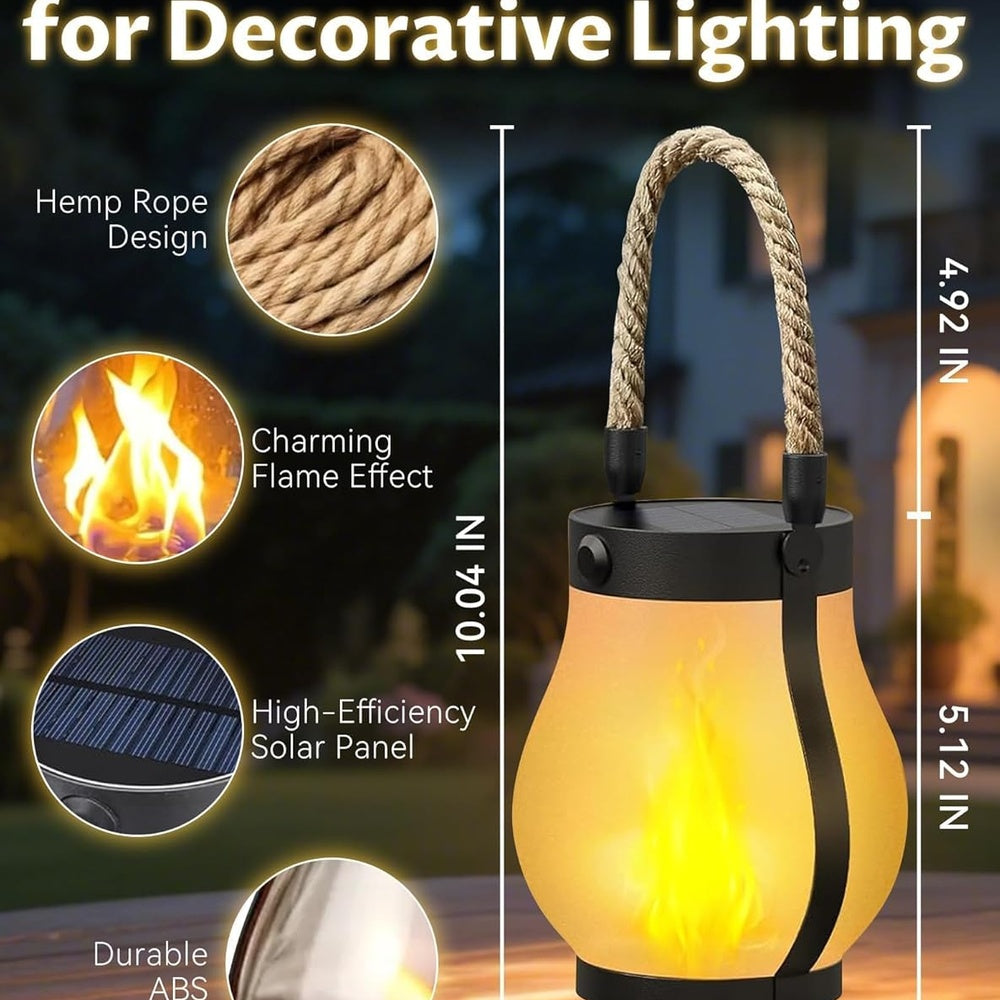 Greenhaus Gardening Solar LED Flame Lanterns for Porches and Pathways