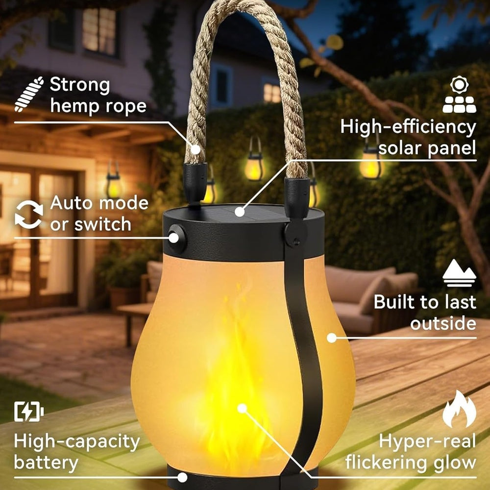 Greenhaus Gardening Solar LED Flame Lanterns for Porches and Pathways