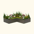 Greenhaus Gardening 17" Tall Modern 83" x 83" L Shape Metal Raised Garden Bed