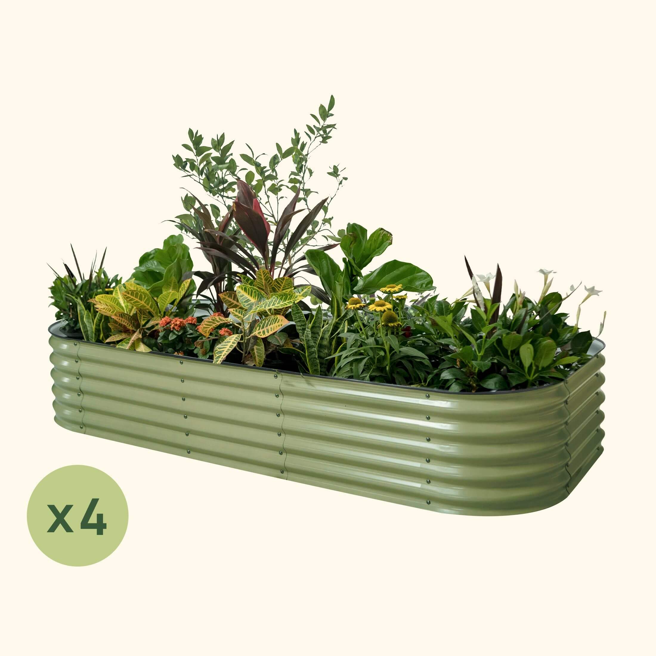 Greenhaus Gardening 4-Pack 17" Tall 10-in-1 Jumbo Modular Metal Raised Garden Bed Kit