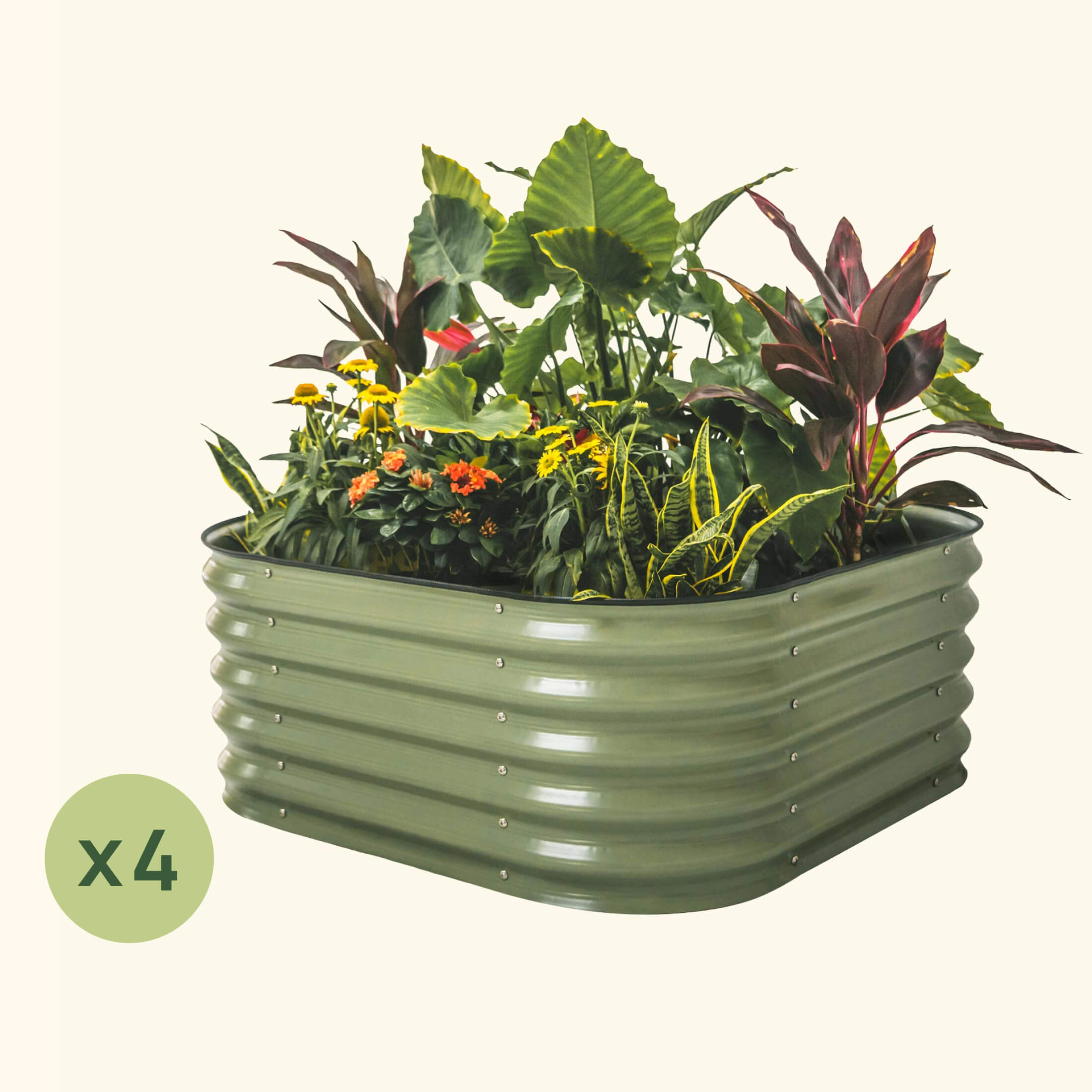 Greenhaus Gardening 4-Pack 17" Tall 4-in-1 Modular Metal Raised Garden Bed Kit