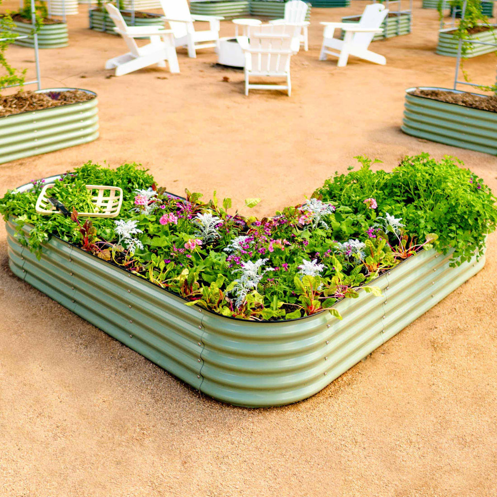 Greenhaus Gardening Large L-Shaped Raised Garden Bed for Corner Gardens